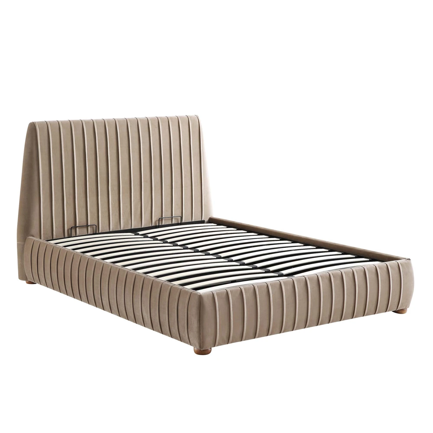 Helia Pleated Ottoman Storage Bed, Taupe Velvet - Image 7