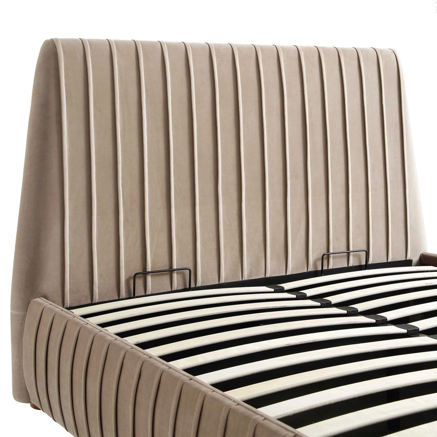 Helia Pleated Ottoman Storage Bed, Taupe Velvet - Image 12