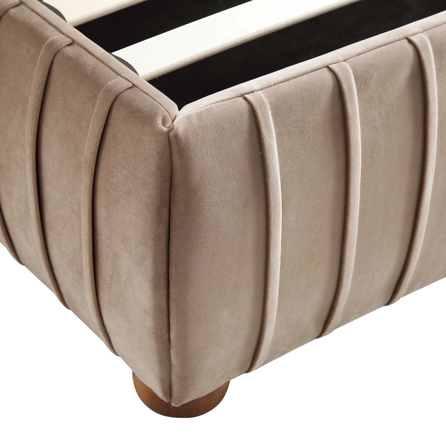 Helia Pleated Ottoman Storage Bed, Taupe Velvet - Image 14