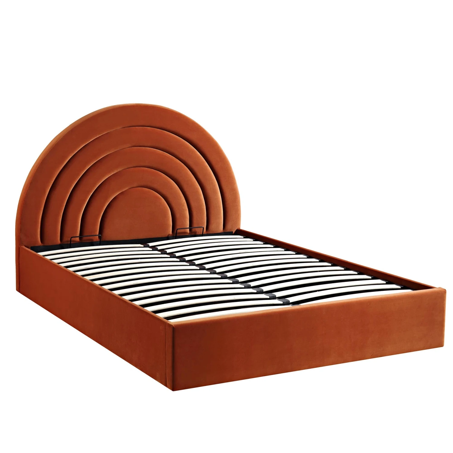 Archer Rust Velvet Ottoman Storage Bed - Image 6