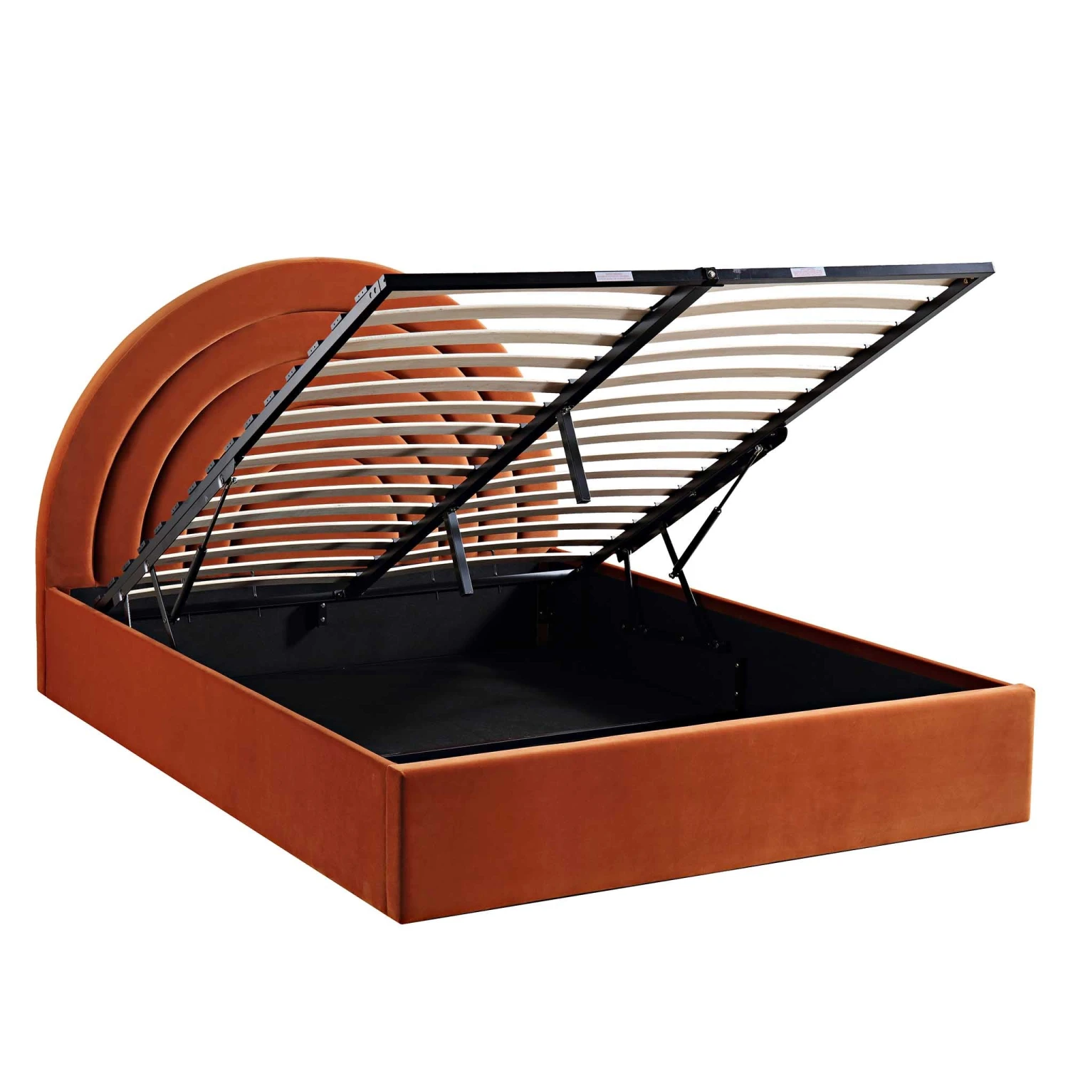 Archer Rust Velvet Ottoman Storage Bed - Image 7