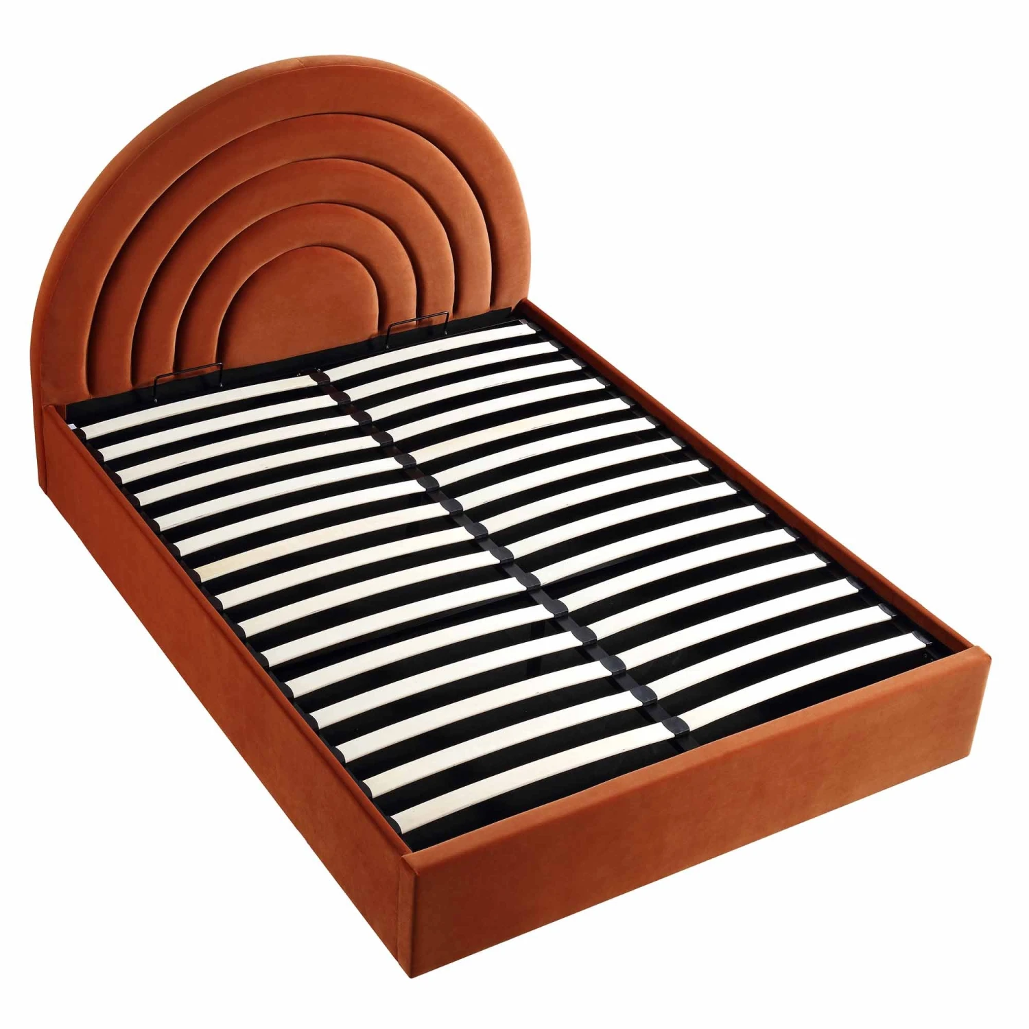 Archer Rust Velvet Ottoman Storage Bed - Image 8