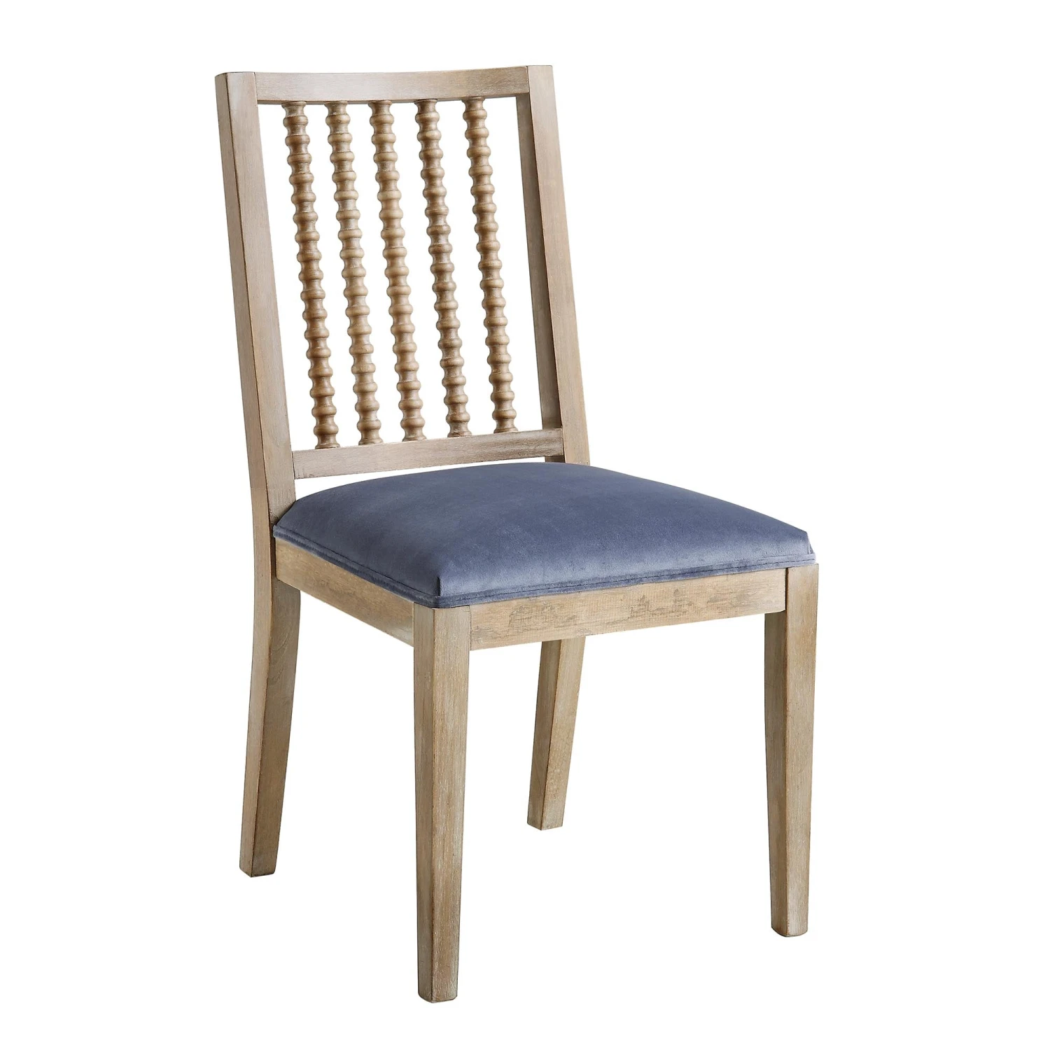 Hemingford Set Of 2 Blue Grey Velvet Bobbin Spindle Dining Chair - Image 3