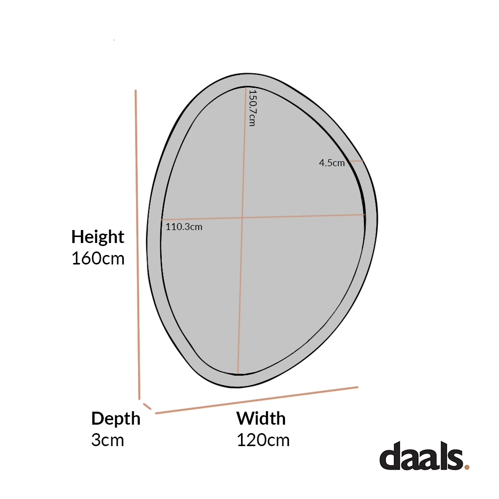 Edo Irregular Pebble Large Wooden Mirror 160 X 120 Cm, Washed White - Image 5