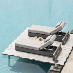 Jardin Aluminium Outdoor Sun Lounger Set, Granite