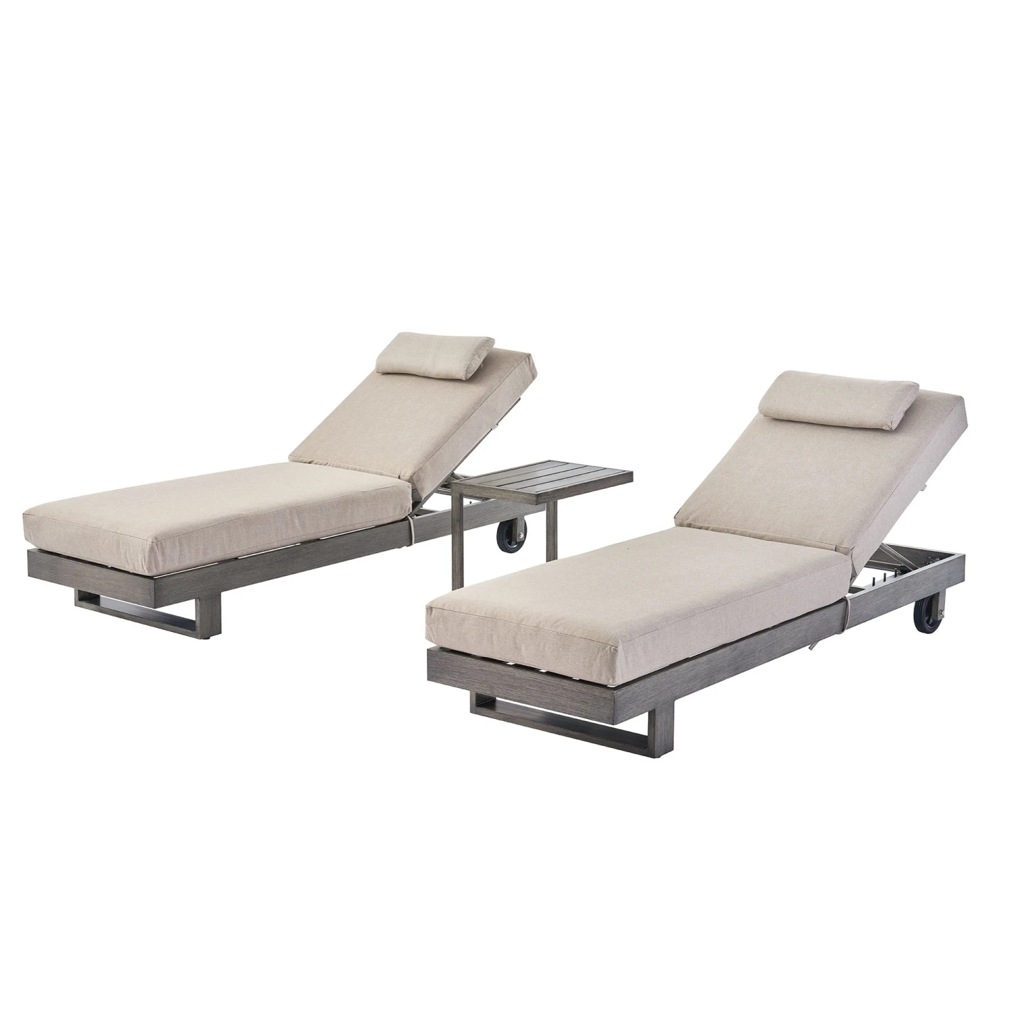 Montrose Aluminium Outdoor Sun Lounger Set, Brushed Silver Oak - Image 4
