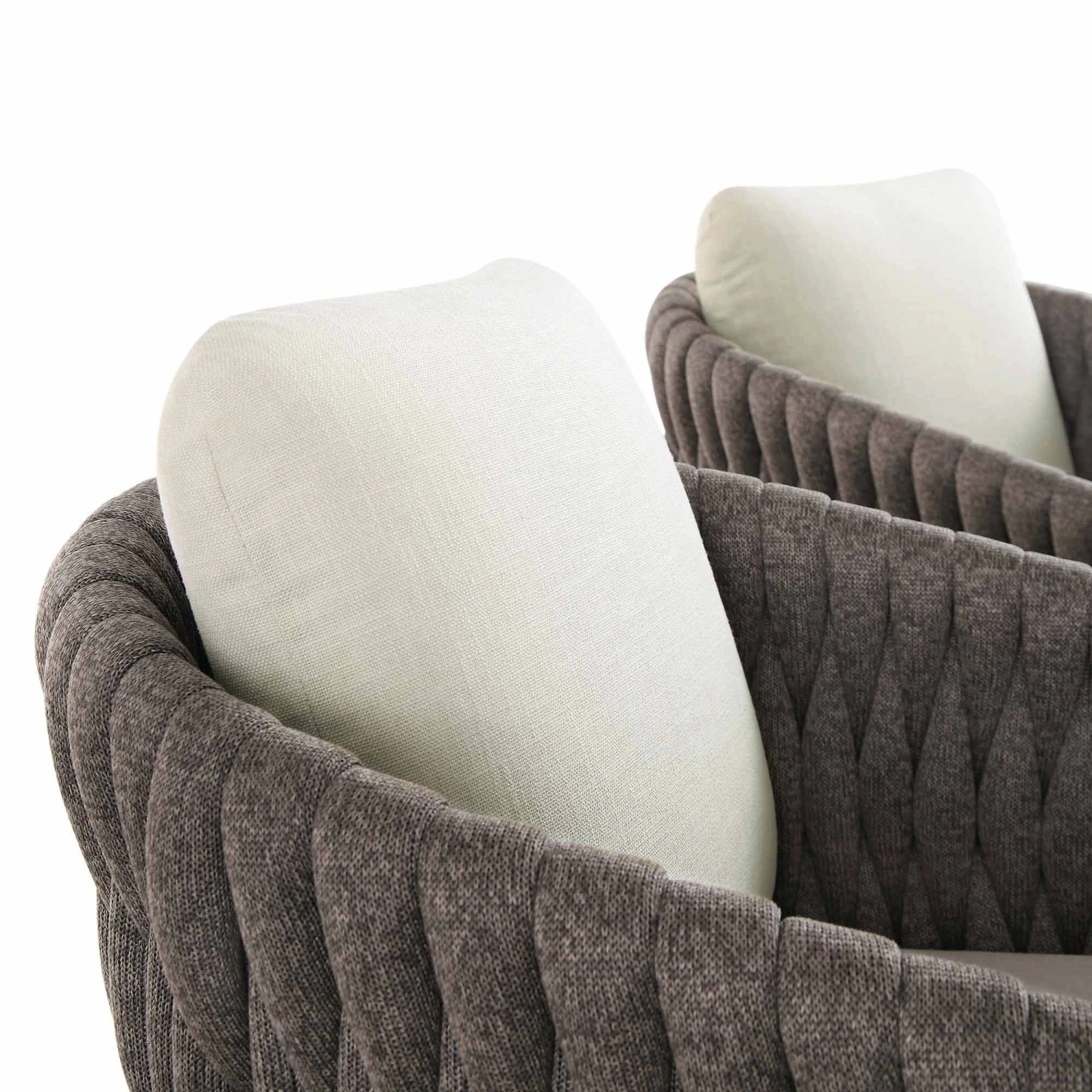 Montebello 6-Seater Outdoor Taupe Rope And Aluminium Oval Dining Set With White Ceramic Dining Table - Image 11