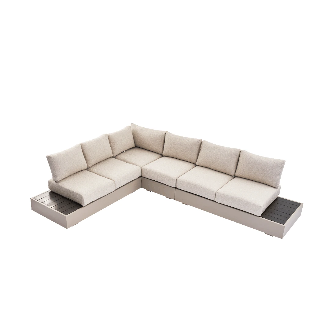 Jardin Aluminium Large Corner Casual Dining Set With Rising Firepit Table, Pumice - Image 13