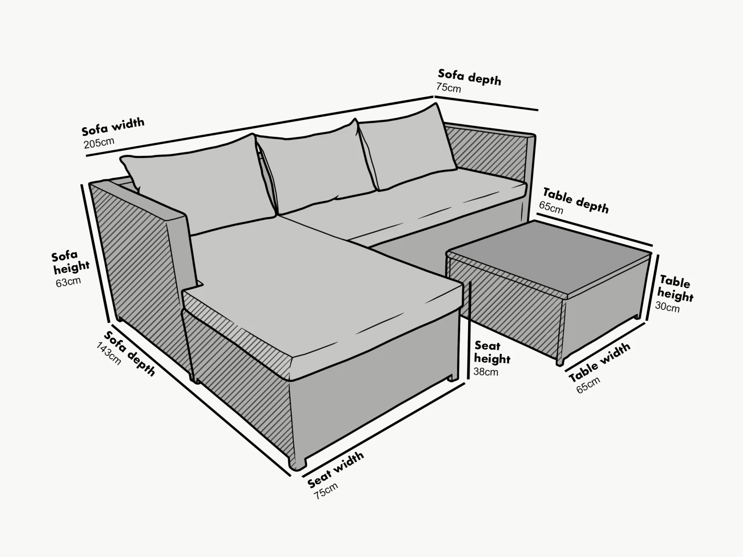 Troy Corner Rattan Garden Sofa Set With Table - Image 3