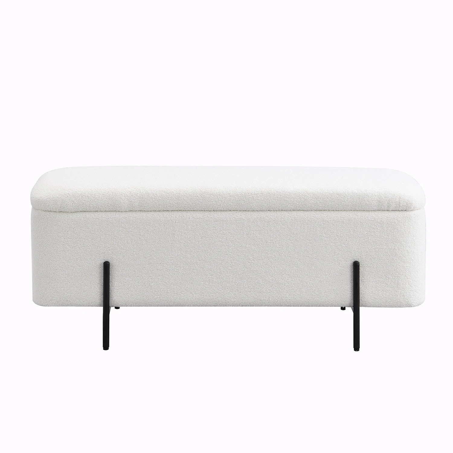 Jed Ecru Boucle 120cm Large Storage Ottoman Bench - Image 4