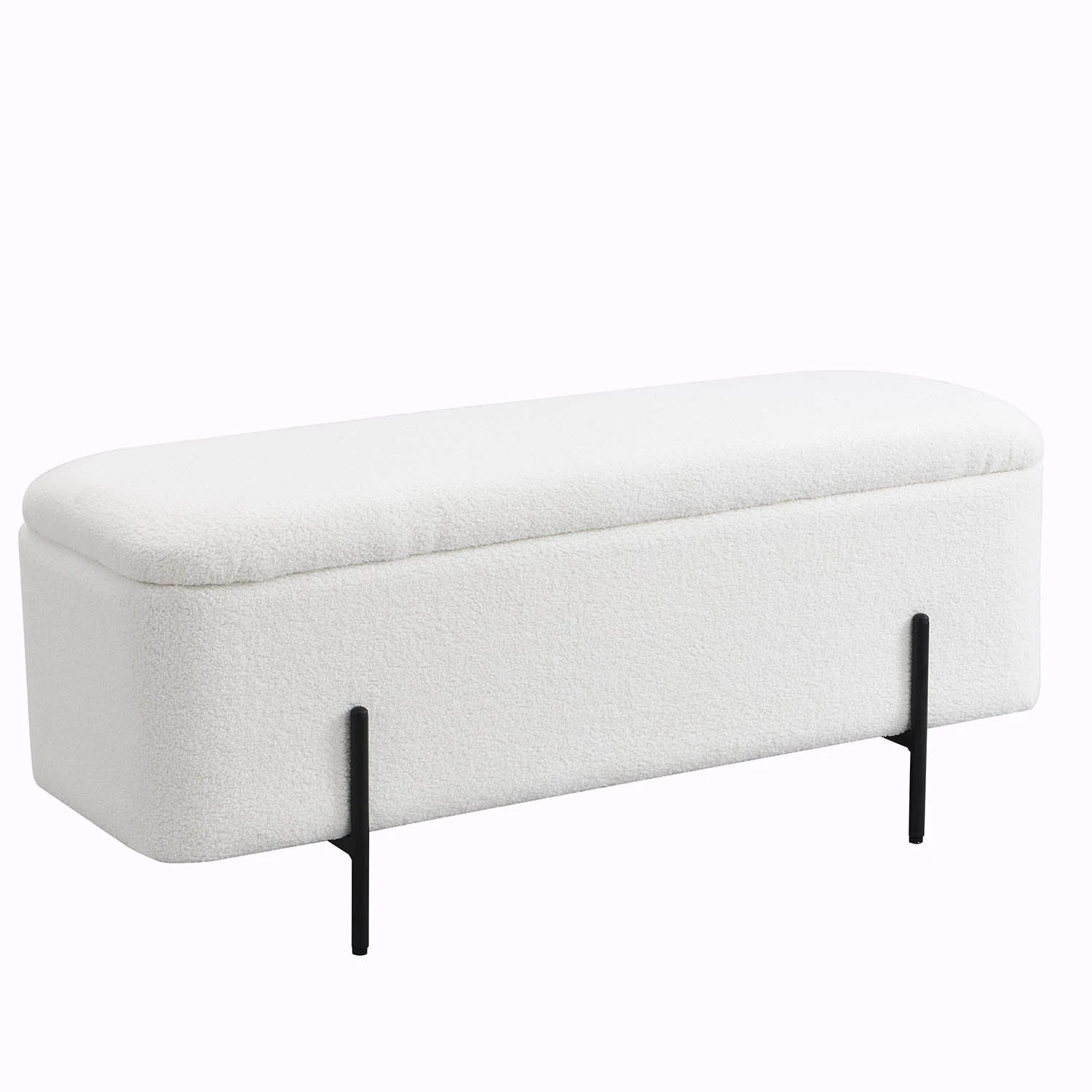 Jed Ecru Boucle 120cm Large Storage Ottoman Bench - Image 5