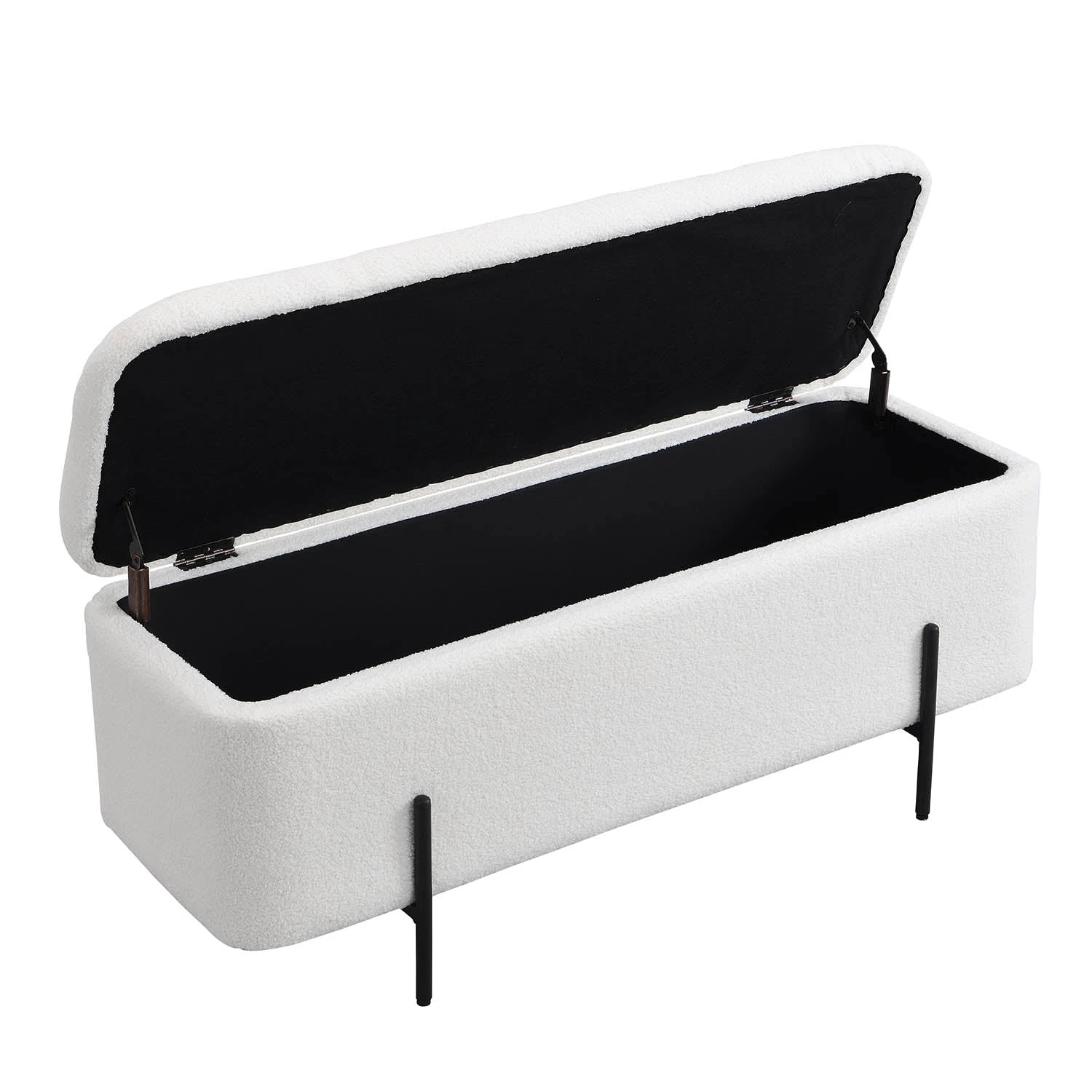 Jed Ecru Boucle 120cm Large Storage Ottoman Bench - Image 6