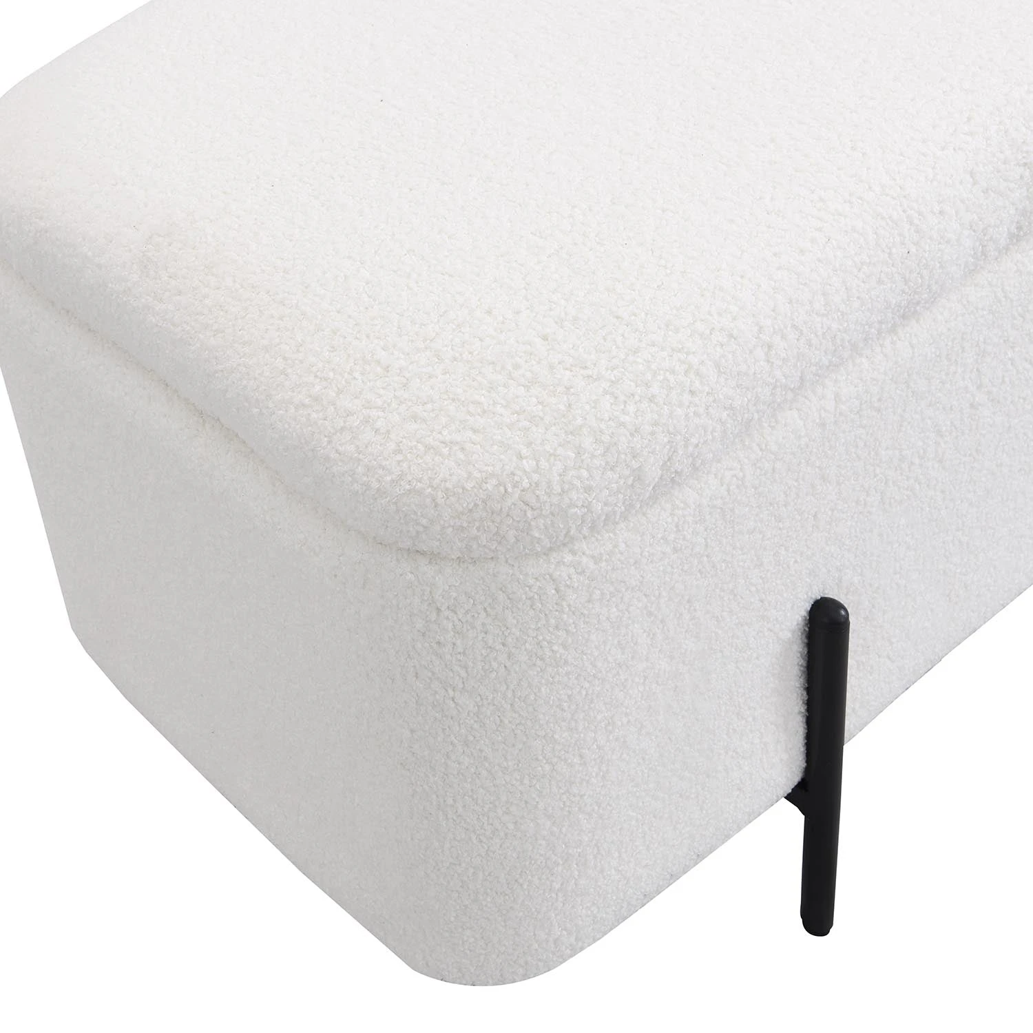 Jed Ecru Boucle 120cm Large Storage Ottoman Bench - Image 9