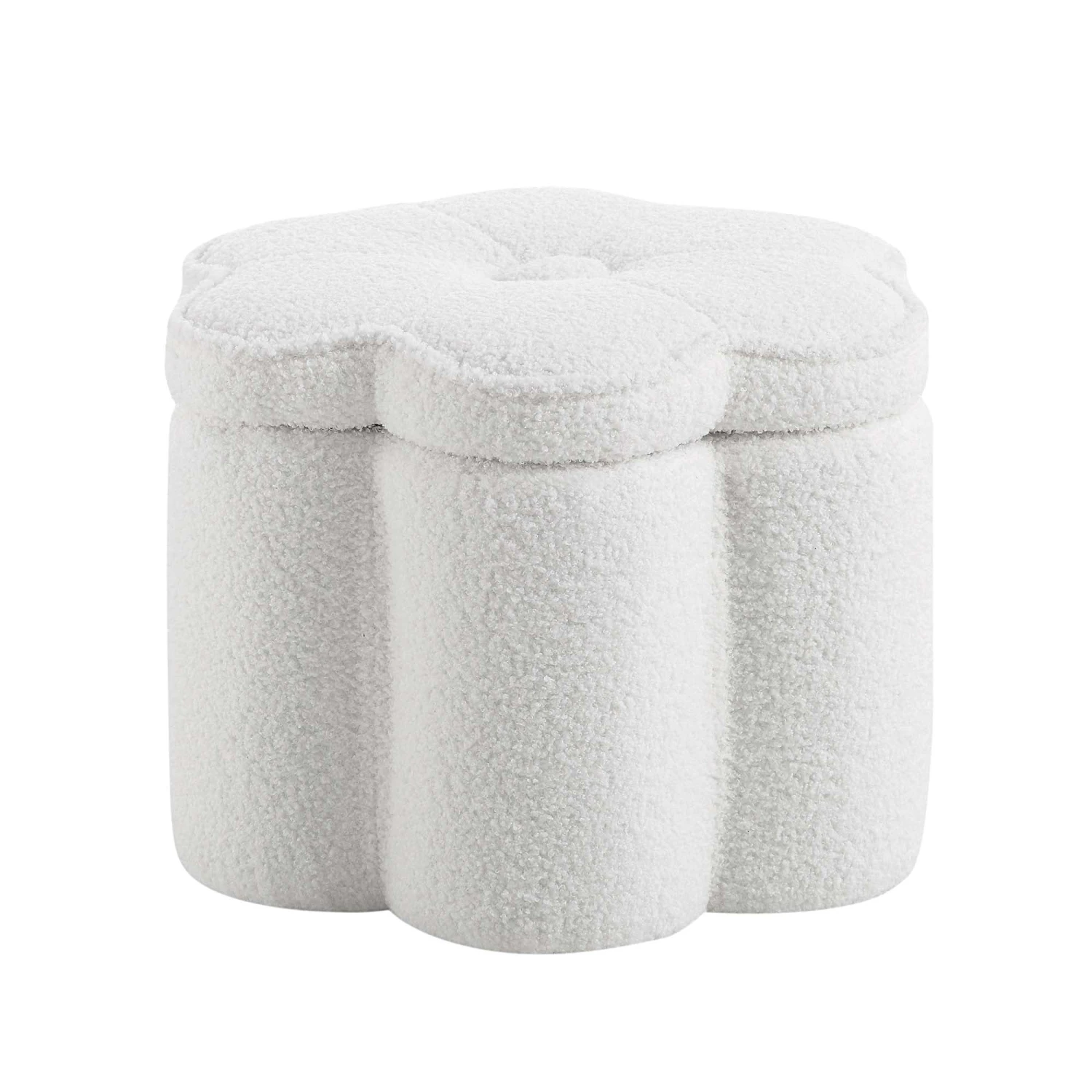 Pollie White Teddy Boucle Storage Stool - Image 7