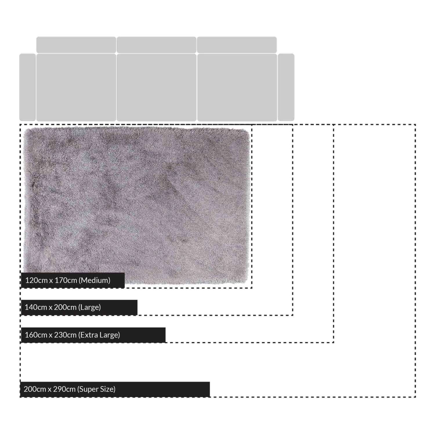 Silver Tufted Shaggy Rug 200 X 290 Cm - Image 7
