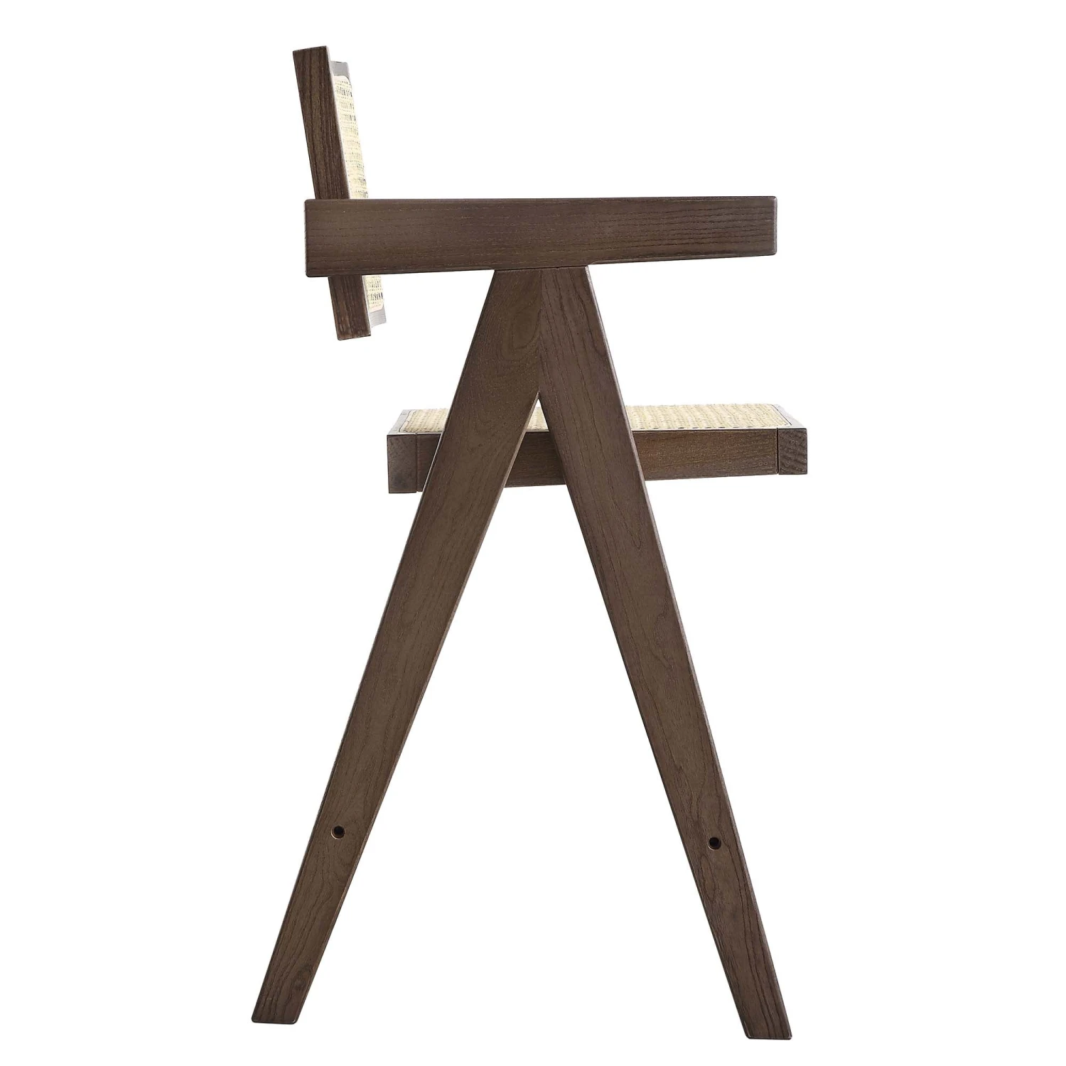 Jeanne Dark Walnut Cane Rattan Solid Beech Wood Counter Stool - Image 6