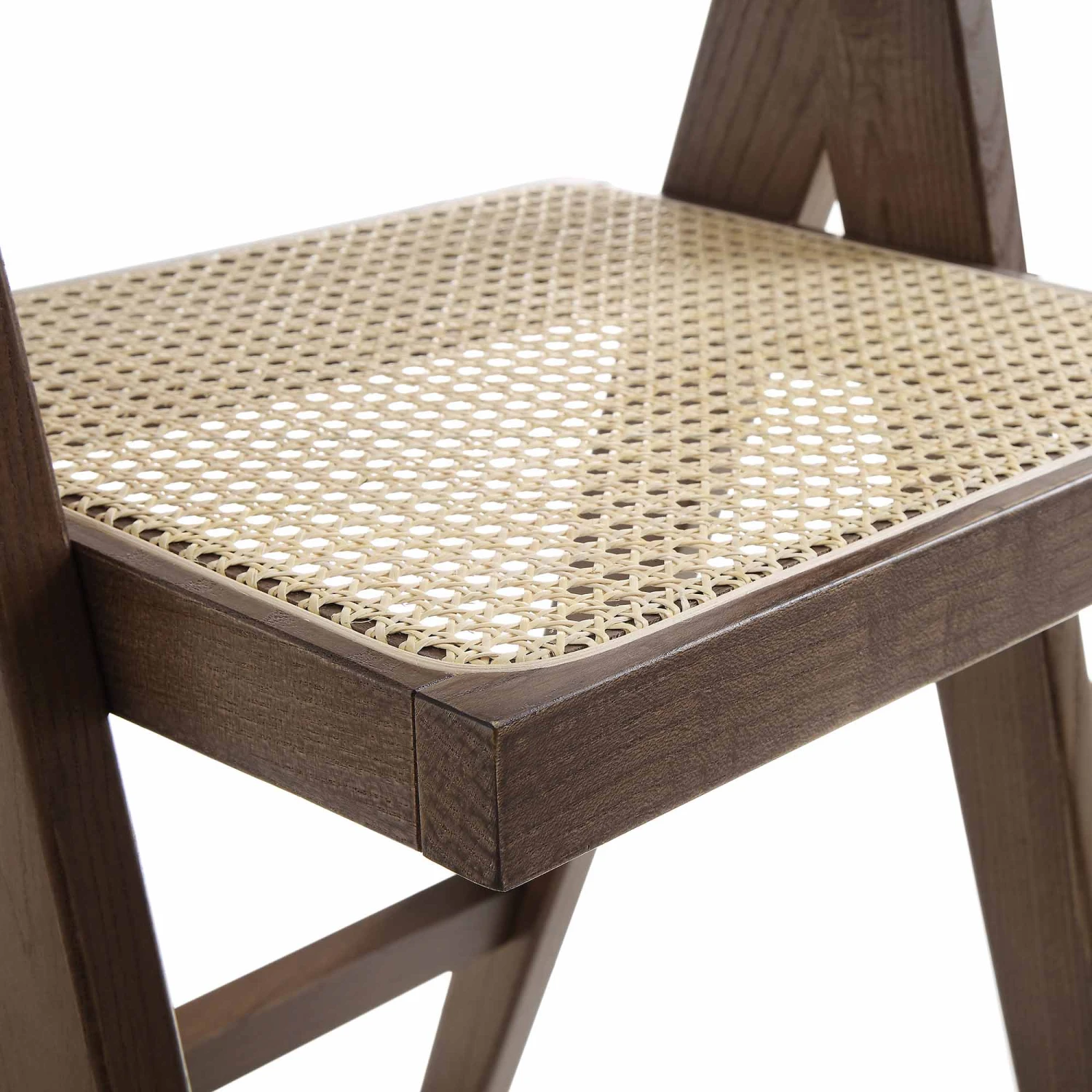Jeanne Dark Walnut Cane Rattan Solid Beech Wood Counter Stool - Image 10