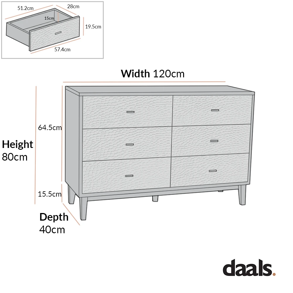 Bianca Chip Carved 6 Drawer Chest, Antique Bronze & Black - Image 5