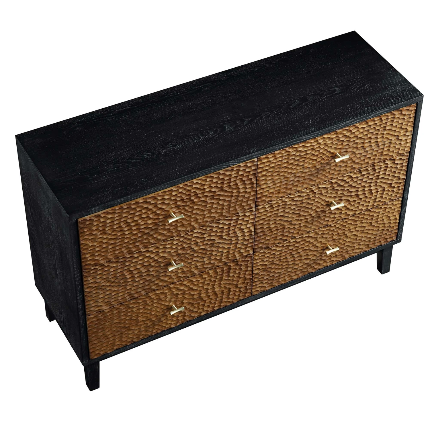 Bianca Chip Carved 6 Drawer Chest, Antique Bronze & Black - Image 7