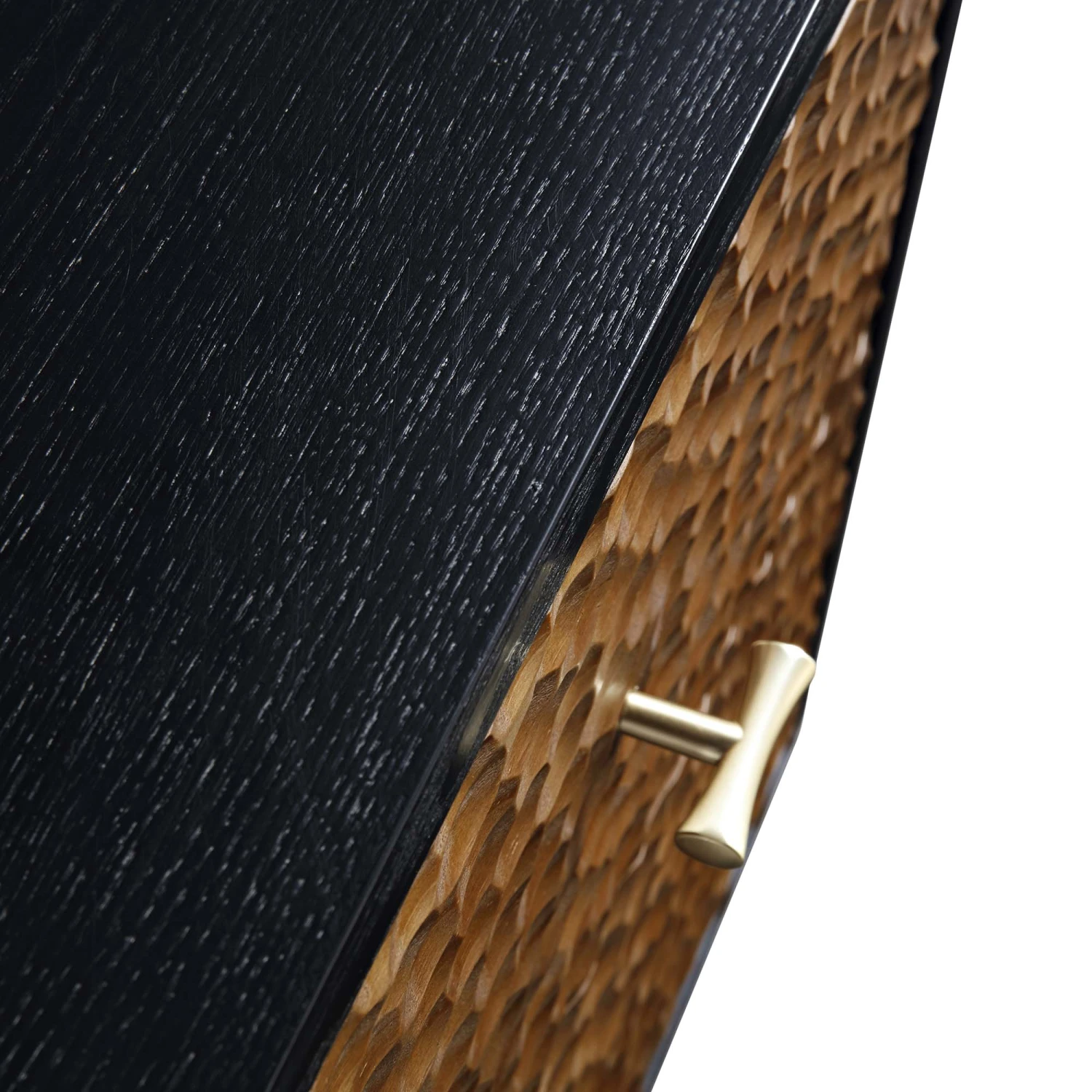 Bianca Chip Carved Bedside Table, Antique Bronze & Black - Image 13