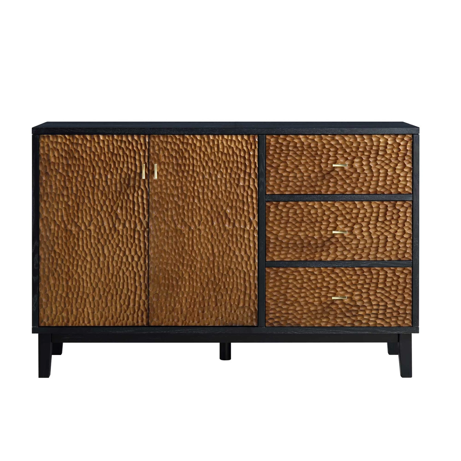 Bianca Chip Carved 2-Door 3-Drawer Sideboard, Antique Bronze & Black - Image 4