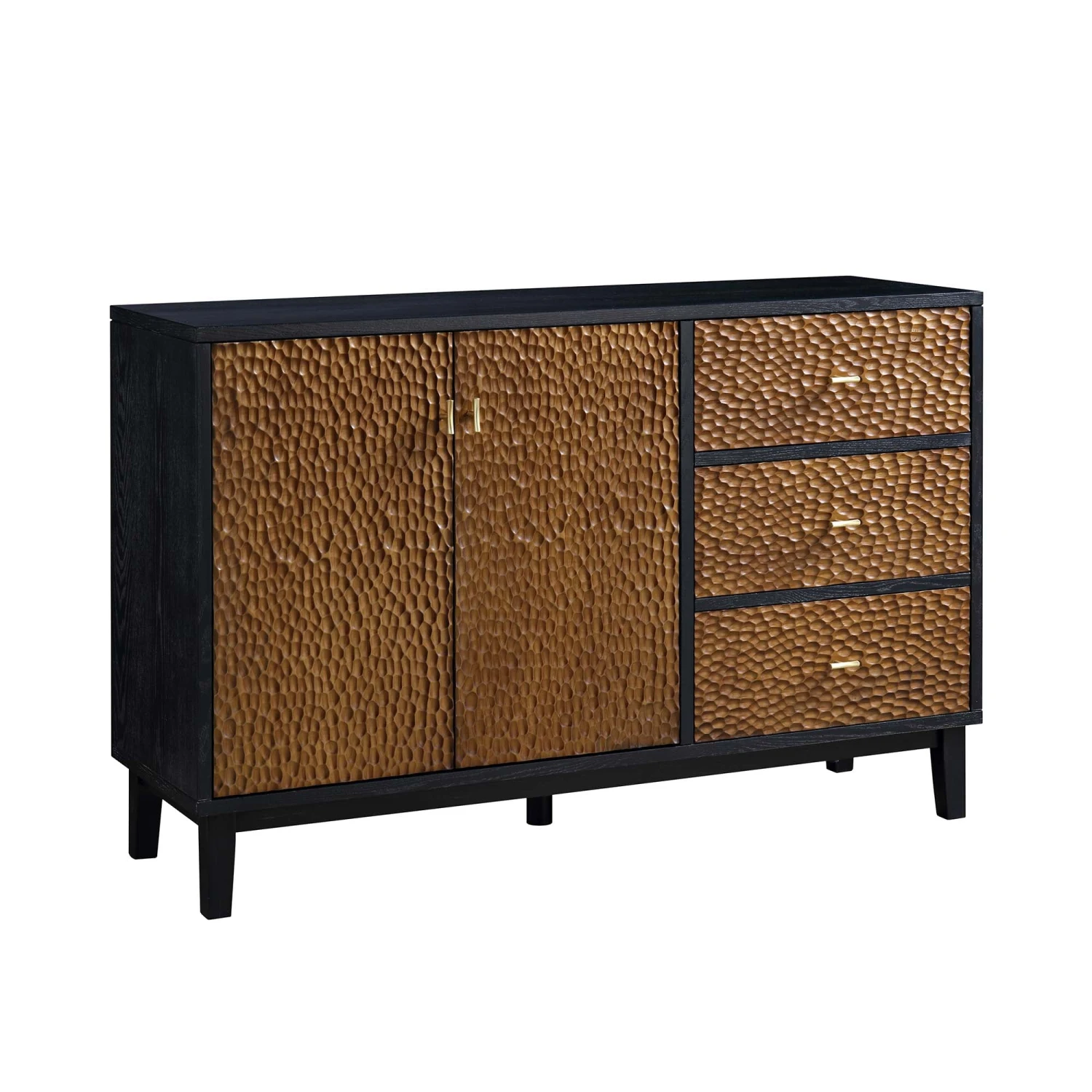 Bianca Chip Carved 2-Door 3-Drawer Sideboard, Antique Bronze & Black - Image 6