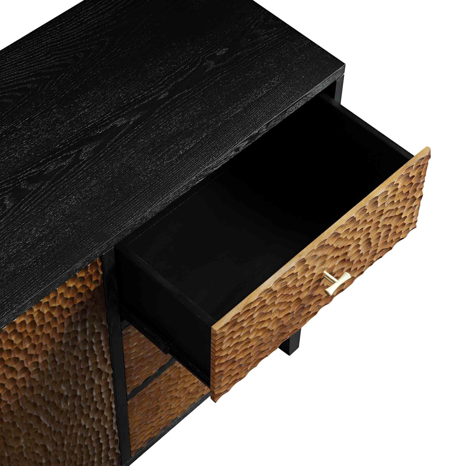 Bianca Chip Carved 2-Door 3-Drawer Sideboard, Antique Bronze & Black - Image 12