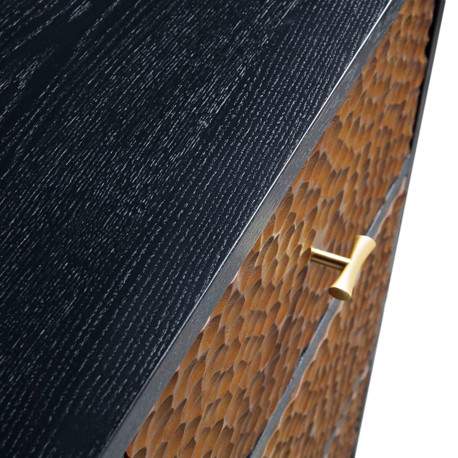 Bianca Chip Carved 2-Door 3-Drawer Sideboard, Antique Bronze & Black - Image 14