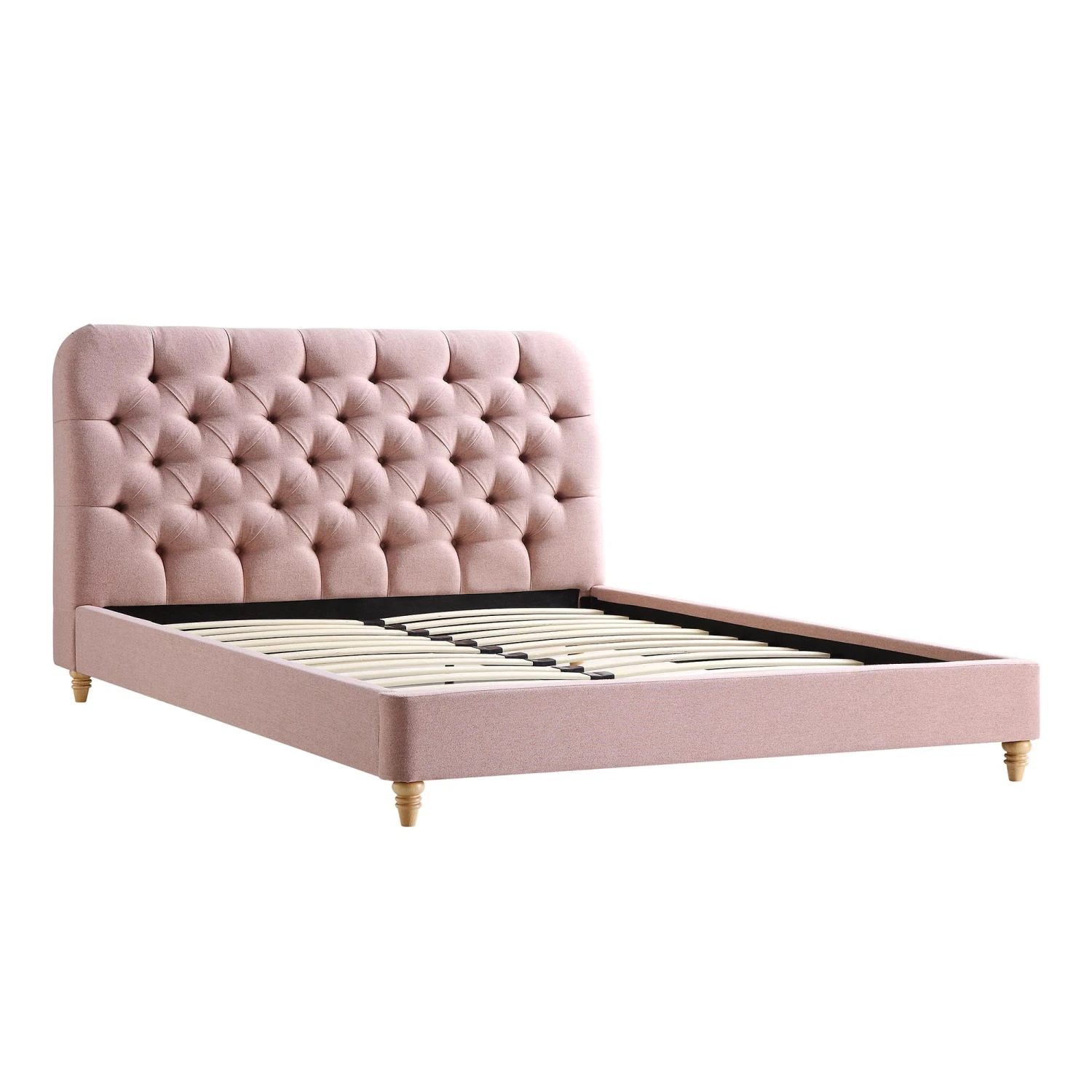 Leamington Deep-Buttoned Upholstered Bed, Rosewater Pink Fabric - Image 6