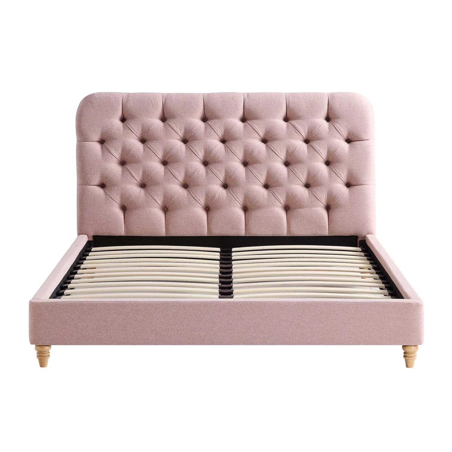 Leamington Deep-Buttoned Upholstered Bed, Rosewater Pink Fabric - Image 4