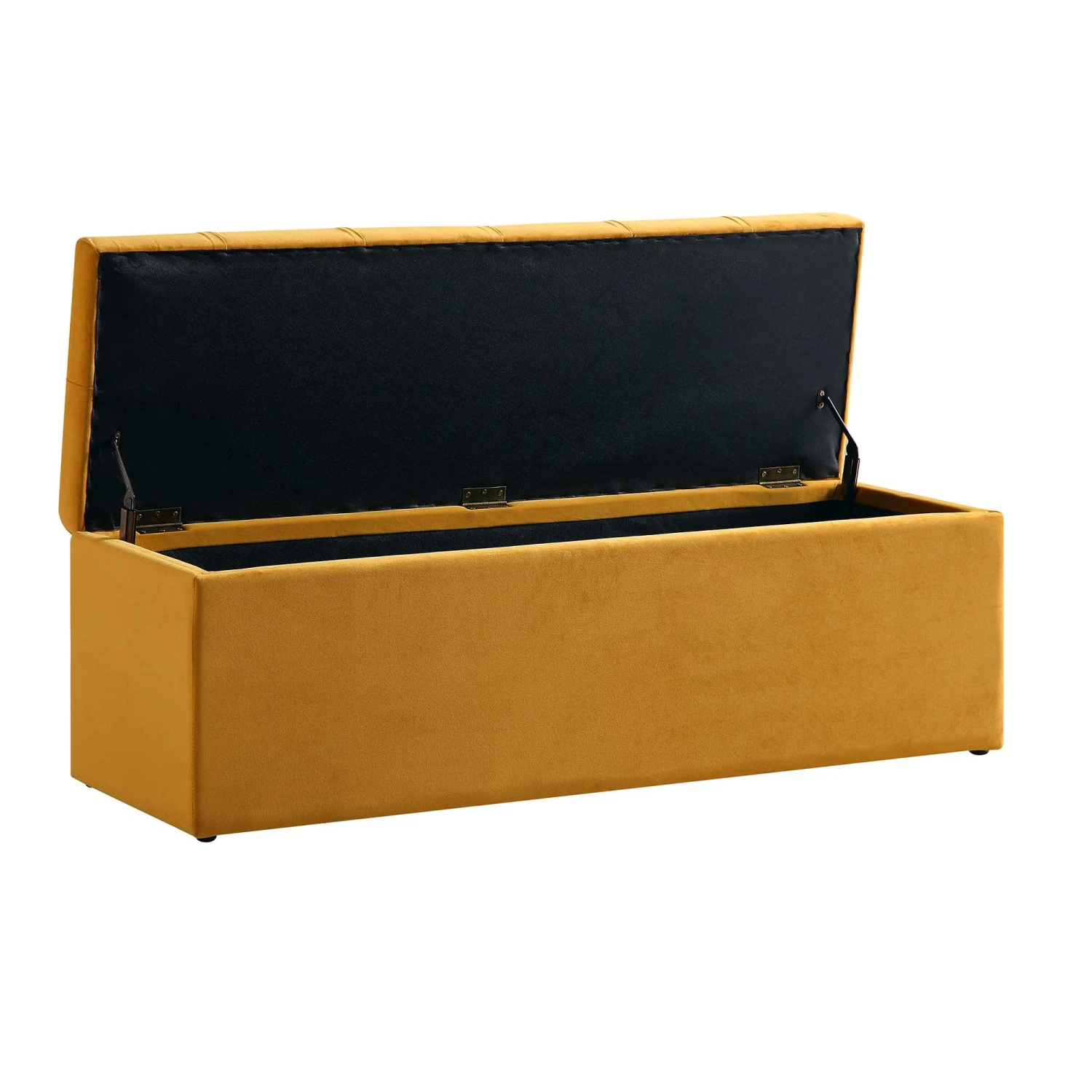 Leamington Deep-Buttoned Ottoman Storage Bench, Turmeric Yellow Velvet - Image 8