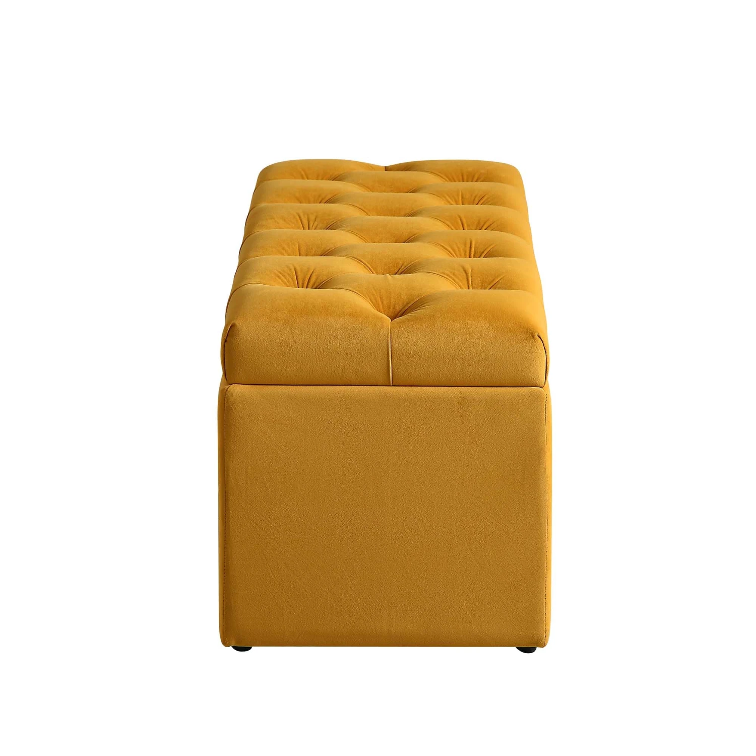 Leamington Deep-Buttoned Ottoman Storage Bench, Turmeric Yellow Velvet - Image 9